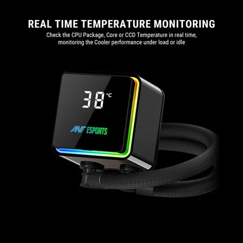 Ant Esports ICEStorm-240 ARGB CPU Liquid Cooler with Temperature Display